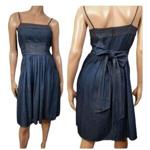 JFW 90s Vintage Y2K Denim Waist Belt Sleeveless Mini Pockets Dress Size 7/8